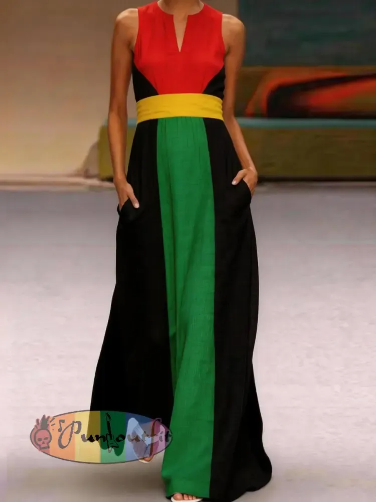 Women’s Reggae Inspired Cotton Linen Maxi Dress