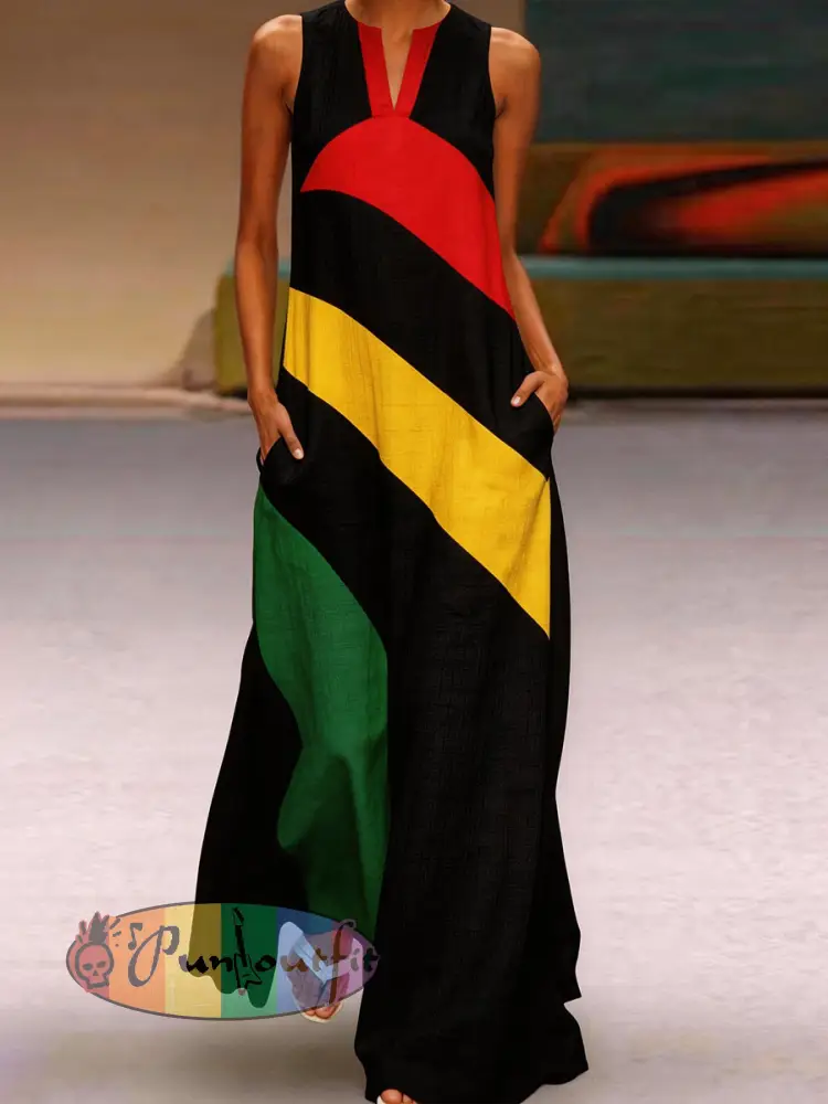 Women’s Reggae Inspired Cotton Linen Maxi Dress