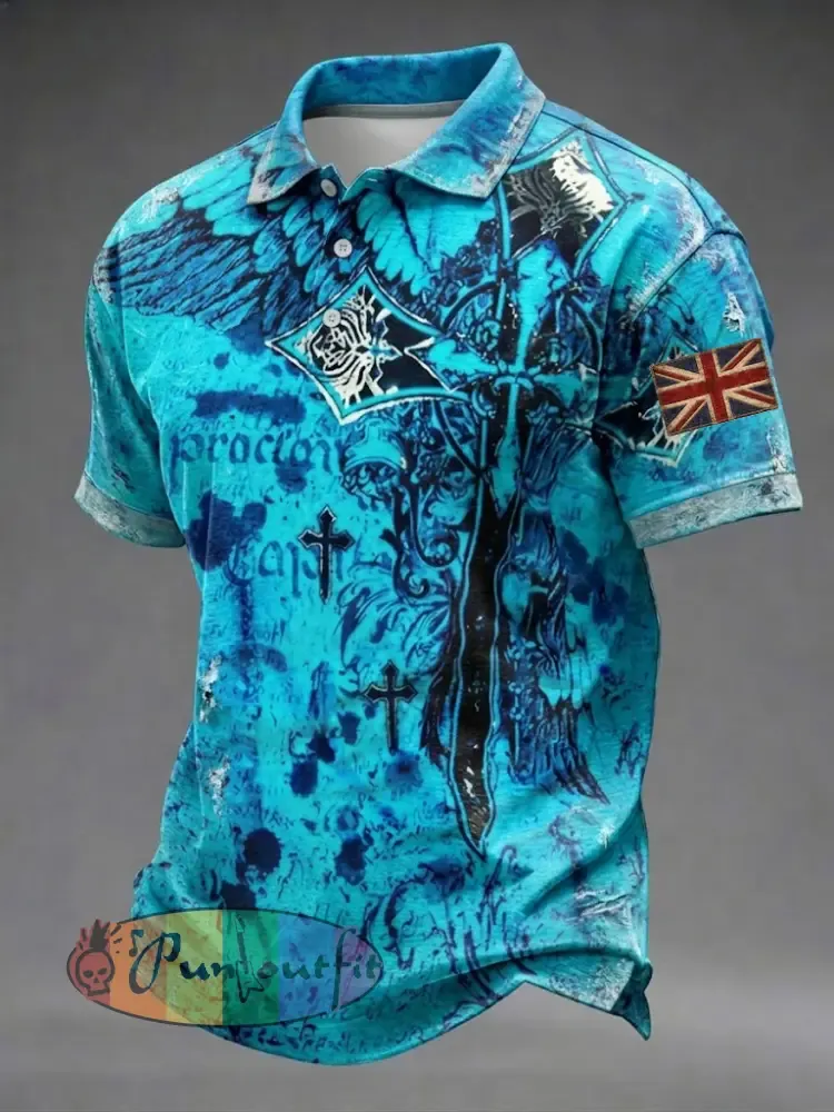 Men’s Gothic Skull UK Flag Printed Shirt