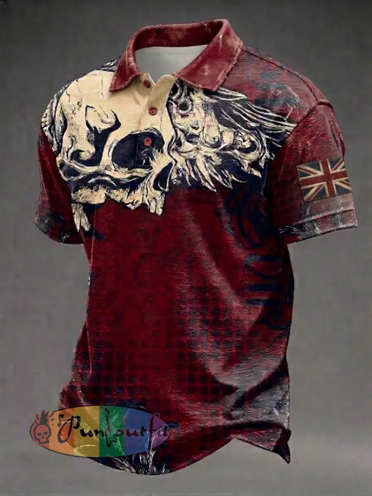 Men’s Gothic Skull UK Flag Printed Shirt