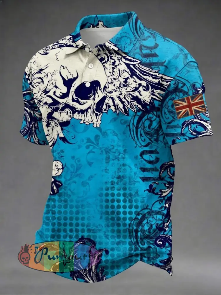 Men’s Gothic Skull UK Flag Printed Shirt