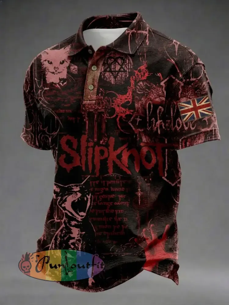 Men’s Gothic Skull UK Flag Printed Shirt