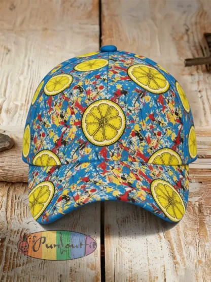 Unisex Lemon Roses Music Lover Printed Hat - As picture · ONE