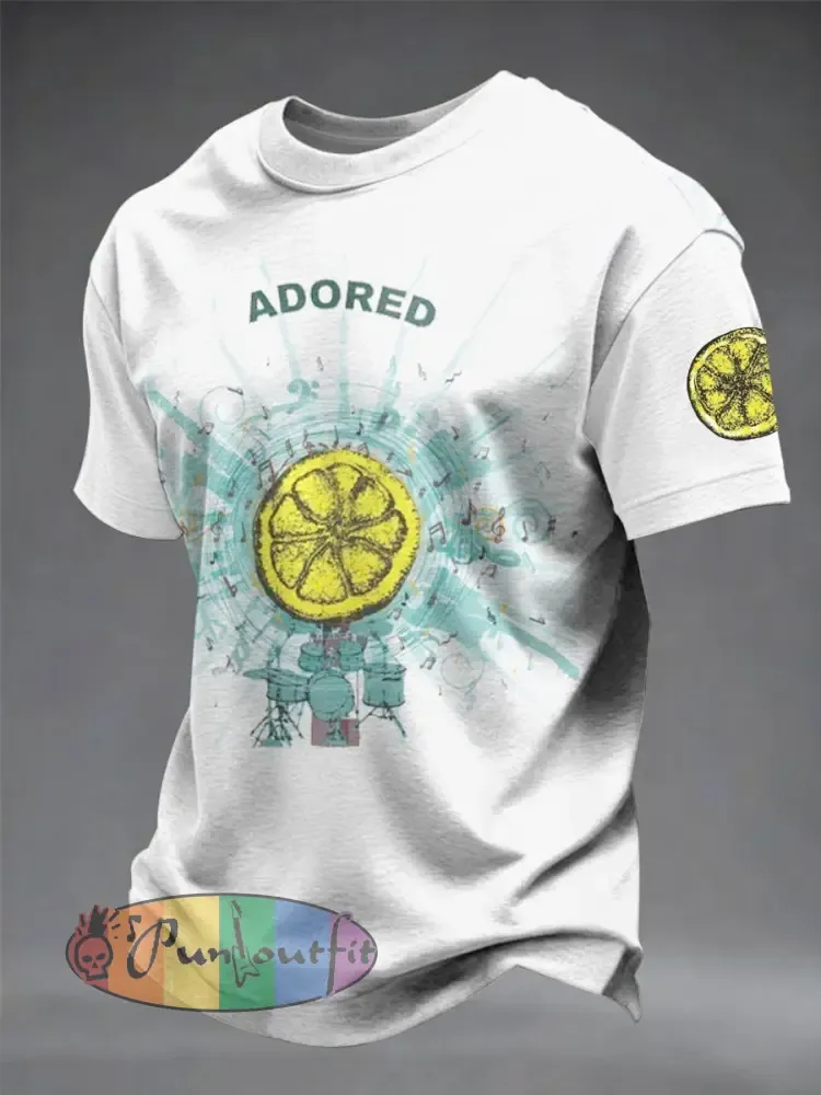 Men’s Lemon Roses Music Lover Printed short sleeves t-shirt