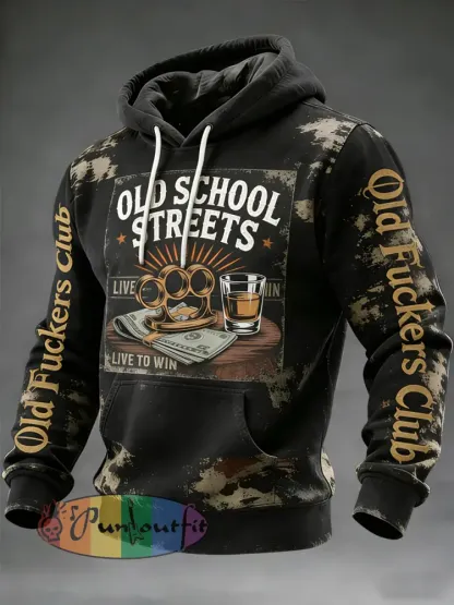 Men’s Vintage Old Fuckers Club Casual Hoodie