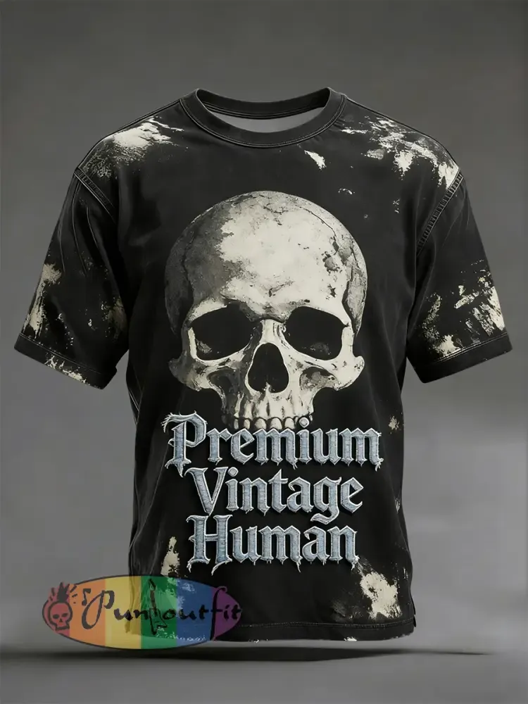Vintage Distressed “Old Fuckers Club” Skull Casual T-Shirt