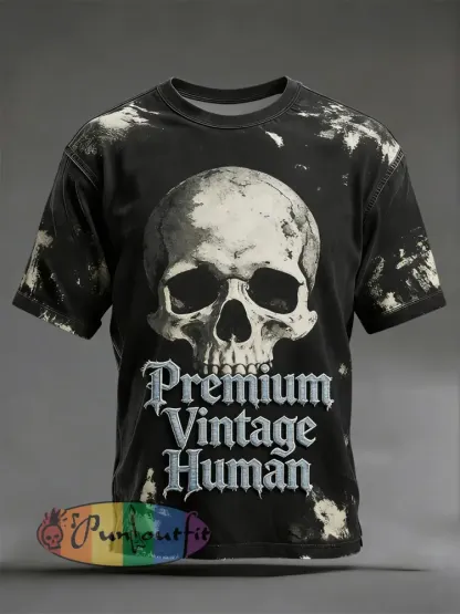 Vintage Distressed “Old Fuckers Club” Skull Casual T-Shirt