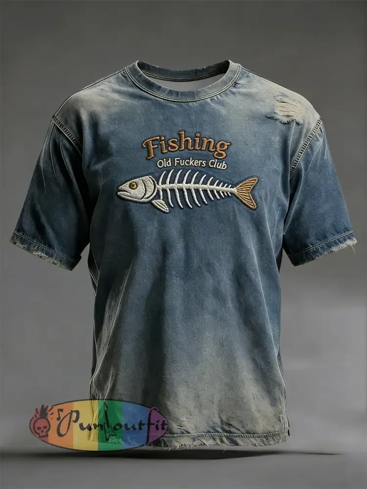 Retro Fishing “Old Fuckers Club” Casual T-Shirt