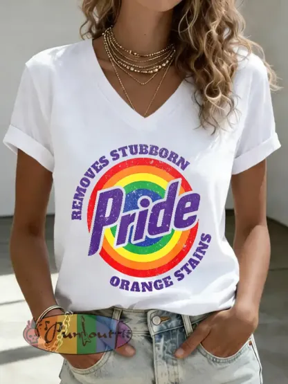 Women’s Pride Month LGBTQ Print V-Neck Short Sleeve T-Shirt