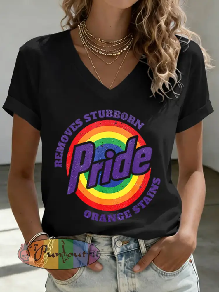Women’s Pride Month LGBTQ Print V-Neck Short Sleeve T-Shirt