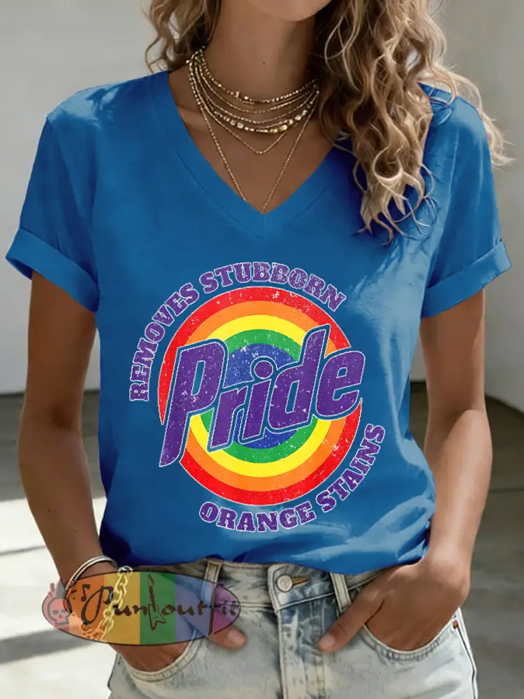 Women’s Pride Month LGBTQ Print V-Neck Short Sleeve T-Shirt