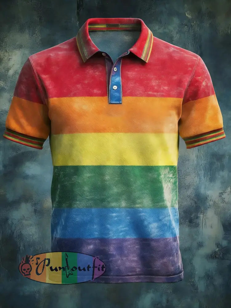 Men’s Pride Month Rainbow Plaid Art Printed Shirt