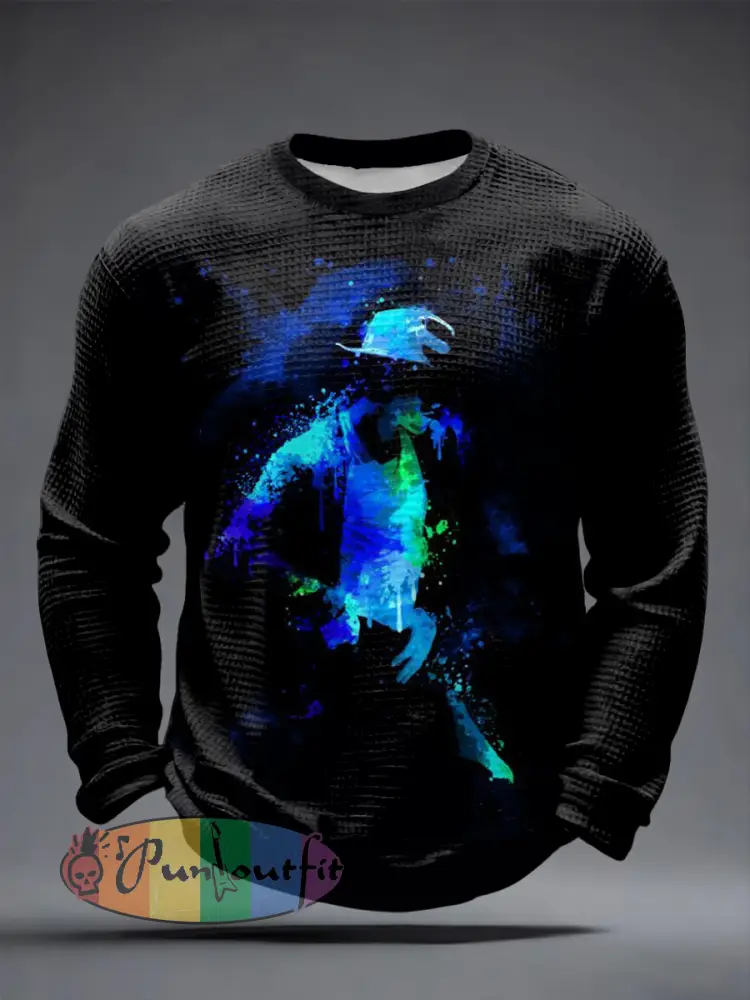Men’s Pop Music Inspired Waffle Long Sleeve T-Shirt