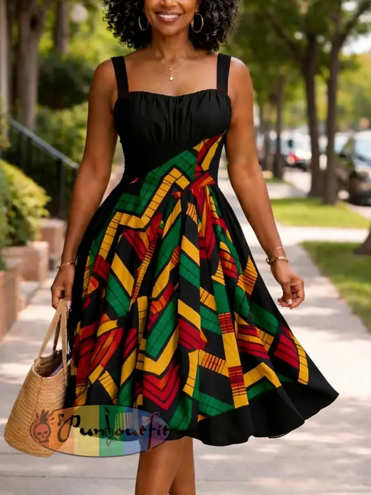 Women’s Juneteeth Art Black Pride Printed Dress