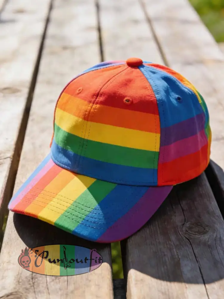 Vintage Rainbow Pattern Printed Baseball Cap - As picture · ONE
