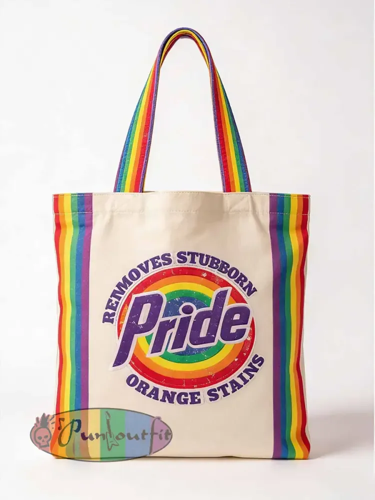 Retro Rainbow Pattern Printed Canvas Bag - As picture · ONE