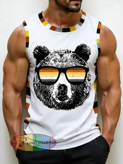 Men’s Retro Pride Month Bear Graphic Print Tank Top