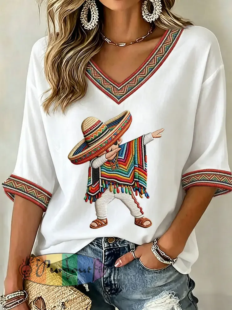Women’s Cinco de Mayo Print Casual T-Shirt