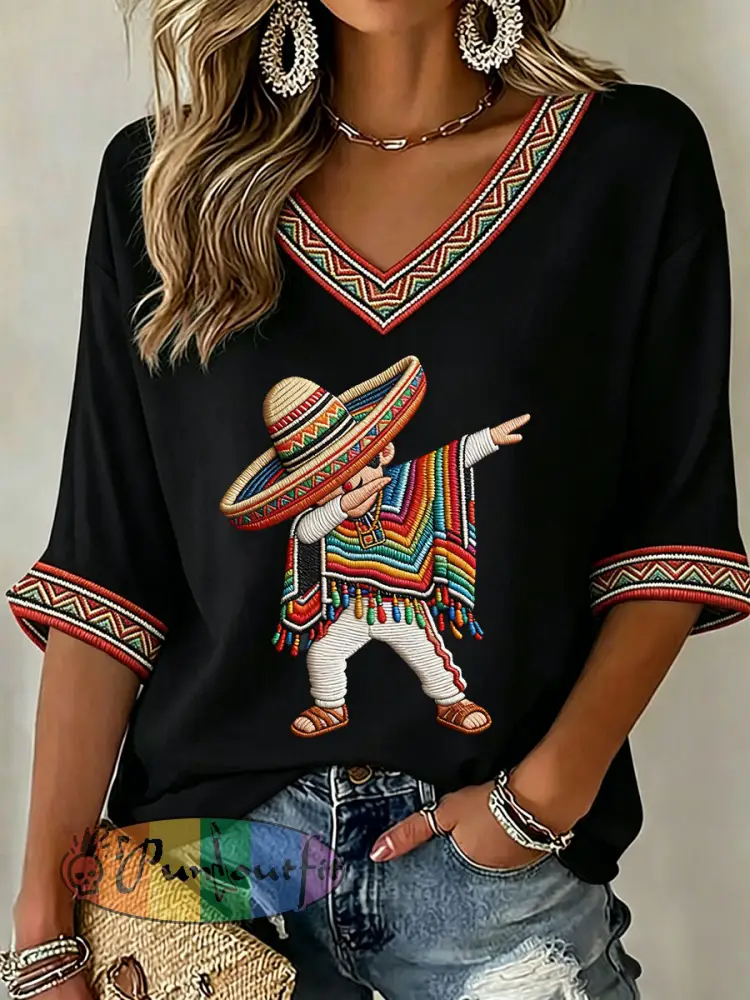 Women’s Cinco de Mayo Print Casual T-Shirt