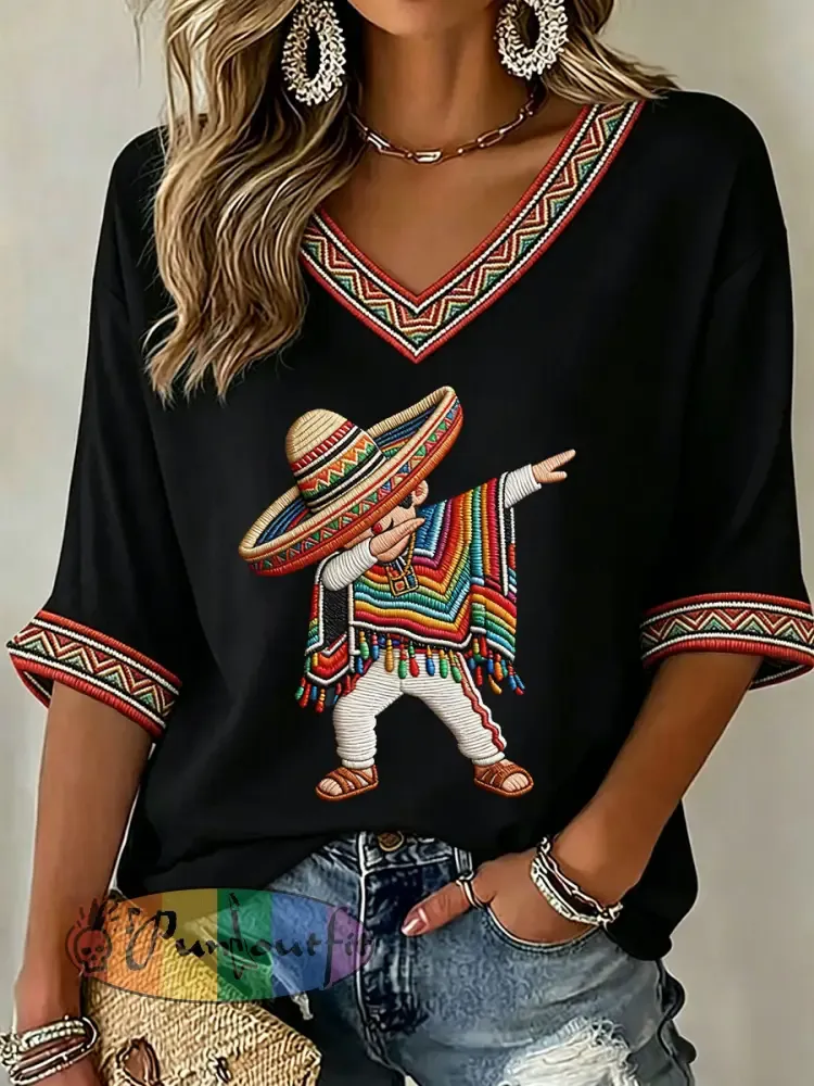 Women’s Cinco de Mayo Print Casual T-Shirt
