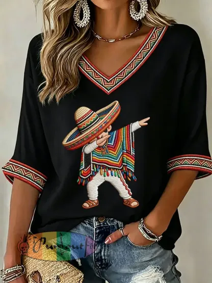 Women’s Cinco de Mayo Print Casual T-Shirt