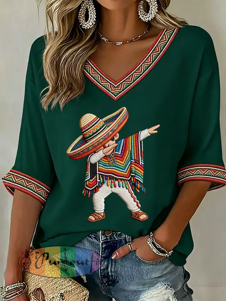 Women’s Cinco de Mayo Print Casual T-Shirt
