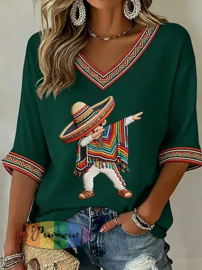 Women’s Cinco de Mayo Print Casual T-Shirt