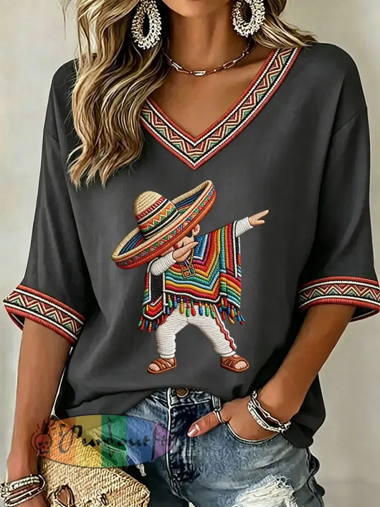 Women’s Cinco de Mayo Print Casual T-Shirt