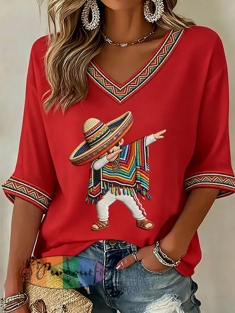 Women’s Cinco de Mayo Print Casual T-Shirt