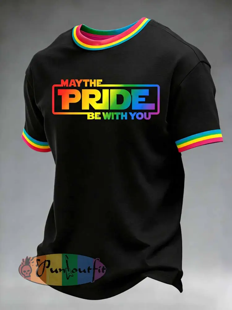 Men’s Retro Rainbow Pattern Printed Casual T-Shirt