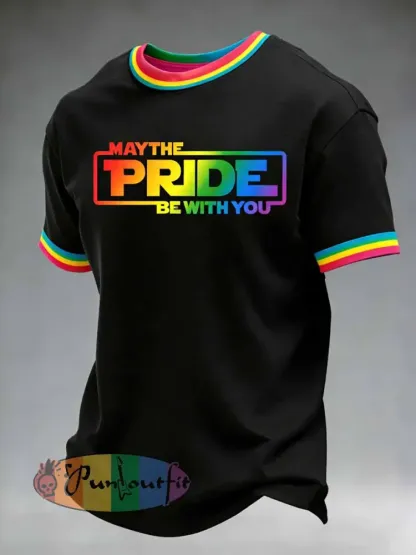 Men’s Retro Rainbow Pattern Printed Casual T-Shirt