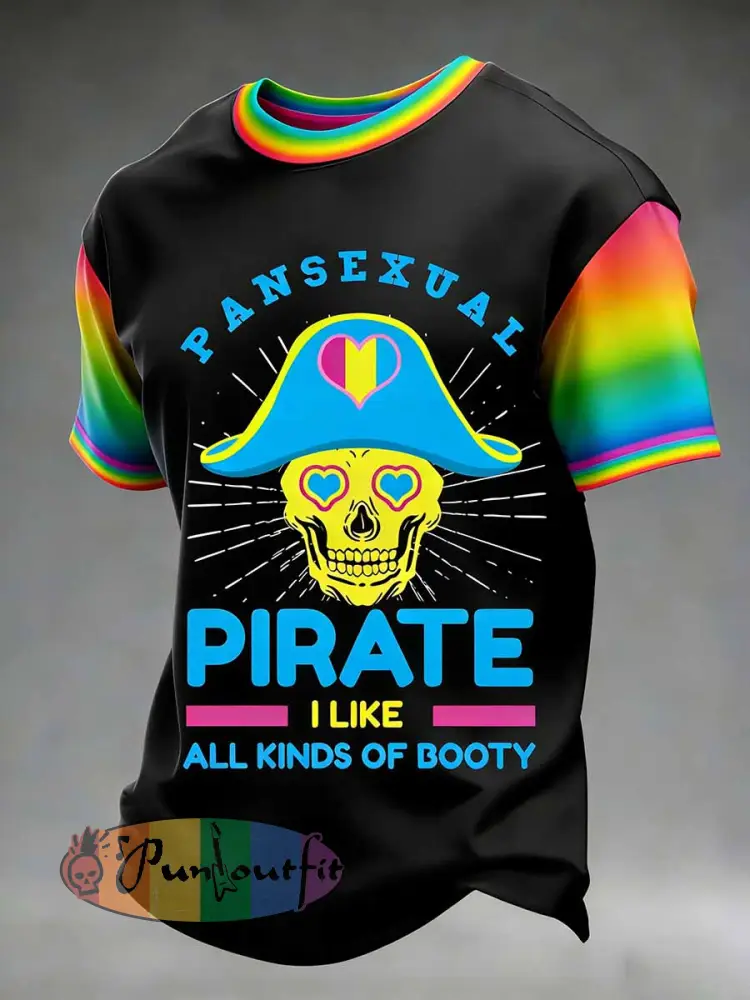 Men’s Retro Rainbow Pattern Printed Casual T-Shirt