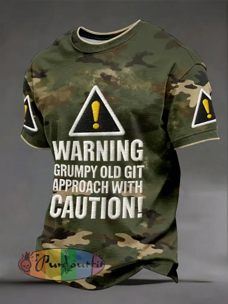 Men’s ’warning grumpy old git approach with caution’ T-shirts