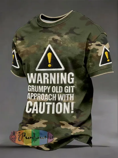 Men’s ’warning grumpy old git approach with caution’ T-shirts