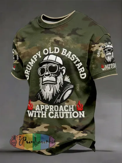 Men's 'grumpy old bastard approach with caution' T-shirts