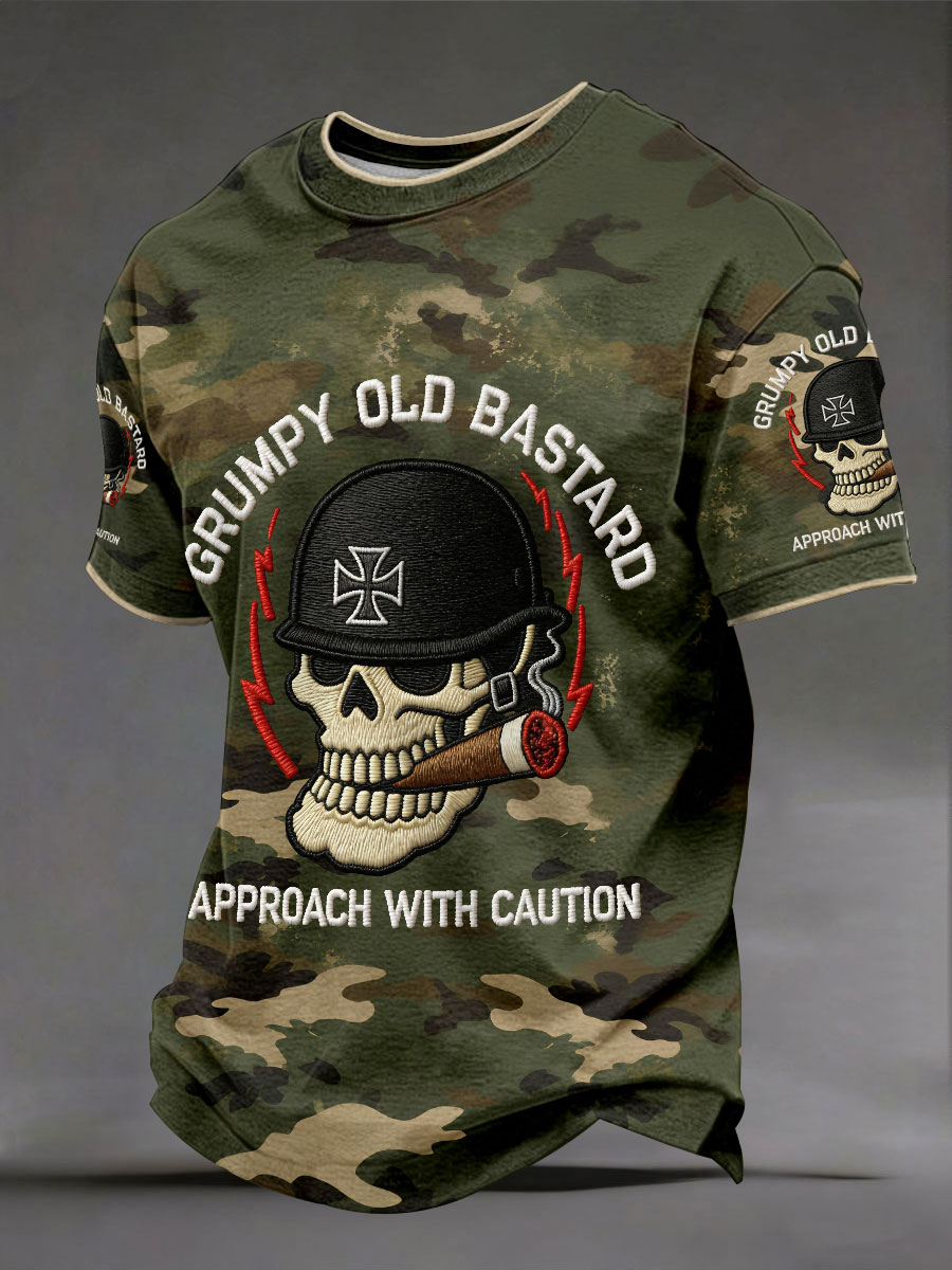 Men's 'grumpy old bastard approach with caution' T-shirts