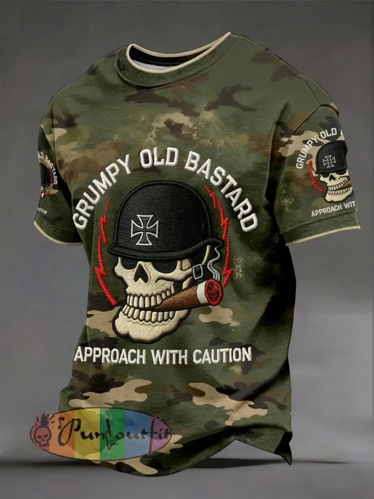 Men's 'grumpy old bastard approach with caution' T-shirts