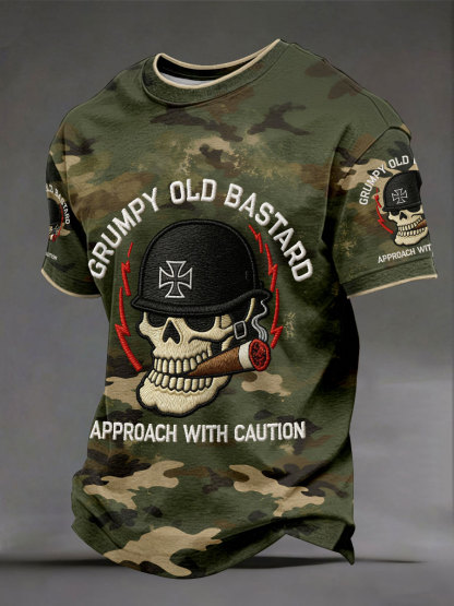 Men's 'grumpy old bastard approach with caution' T-shirts