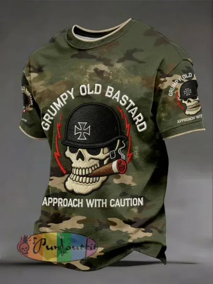 Men's 'grumpy old bastard approach with caution' T-shirts