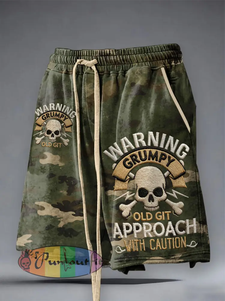Men’s ’warning grumpy old git approach with caution’ shorts