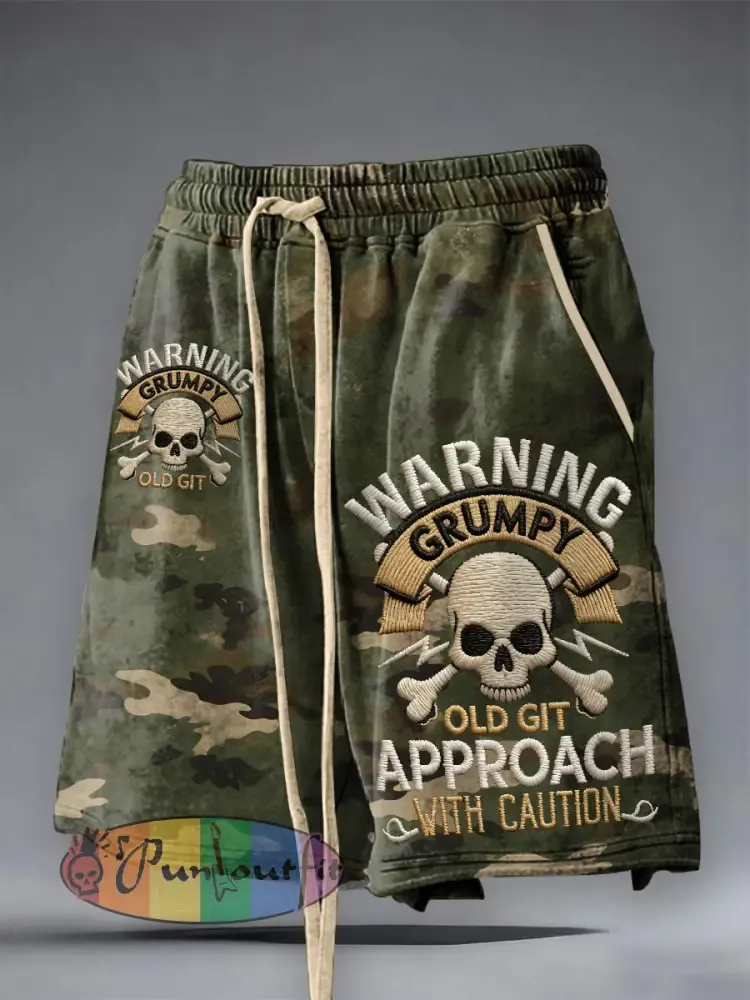 Men’s ’warning grumpy old git approach with caution’ shorts