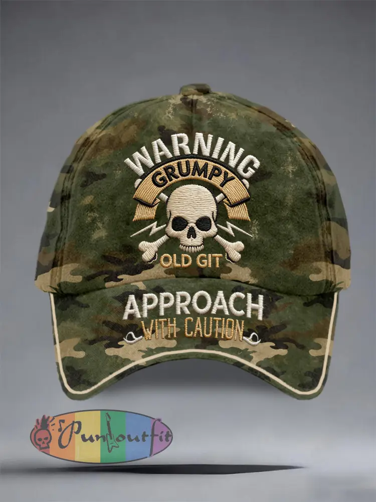 ’Warning Grumpy old git approach with caution’ Unisex camouflage hats - Camouflage · ONE