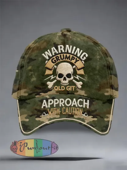 ’Warning Grumpy old git approach with caution’ Unisex camouflage hats - Camouflage · ONE
