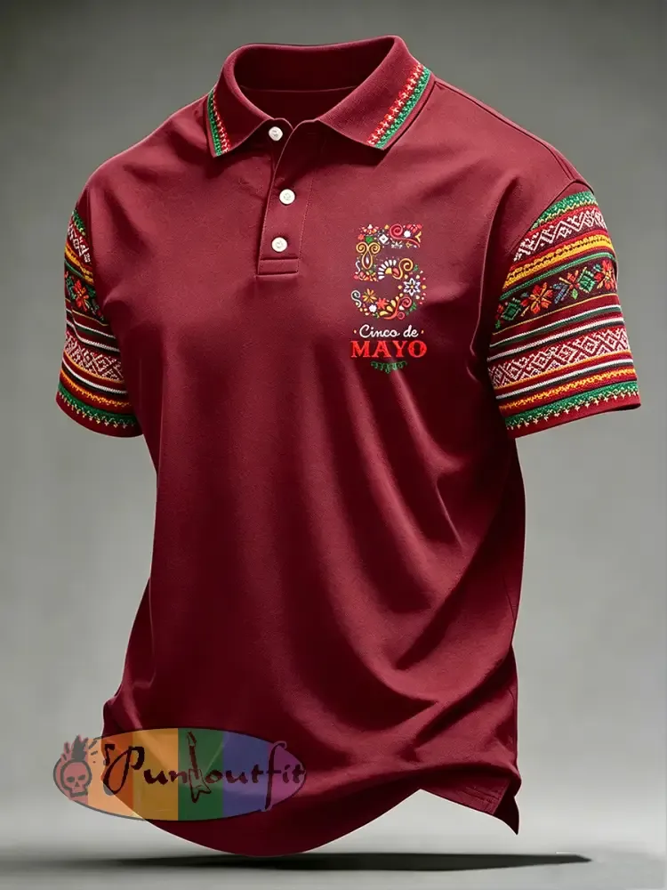 Men’s Cinco de Mayo Polo Neck Short Sleeve T-Shirt
