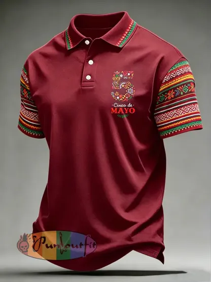 Men’s Cinco de Mayo Polo Neck Short Sleeve T-Shirt