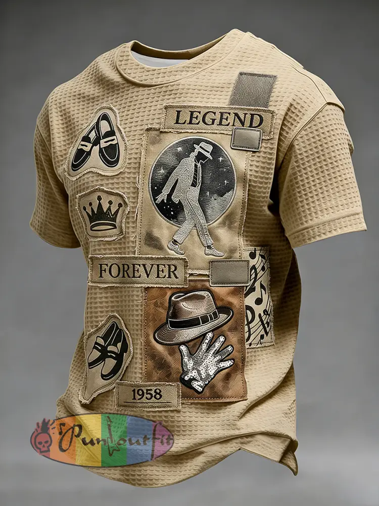 Men’s Pop Music Inspired Waffle Short Sleeves T-Shirt