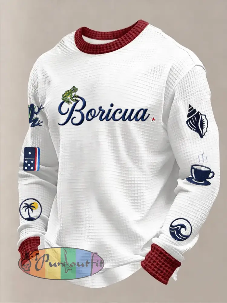 Men’s Puerto Rico Printed Waffle Long Sleeve Sweatshirt