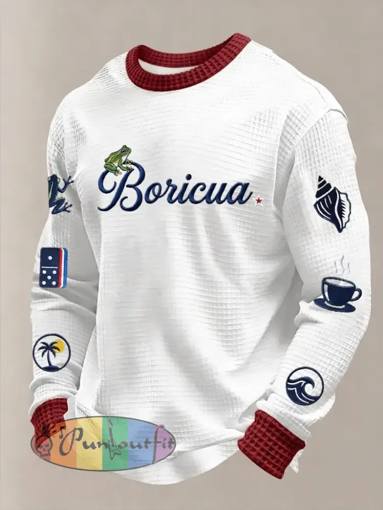 Men’s Puerto Rico Printed Waffle Long Sleeve Sweatshirt