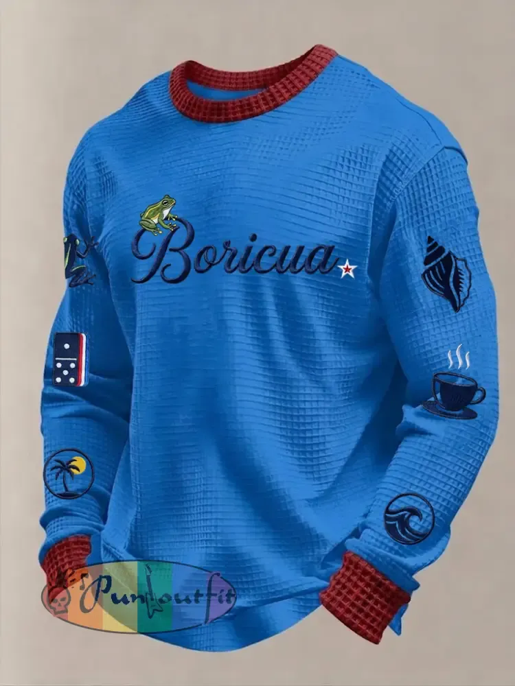Men’s Puerto Rico Printed Waffle Long Sleeve Sweatshirt