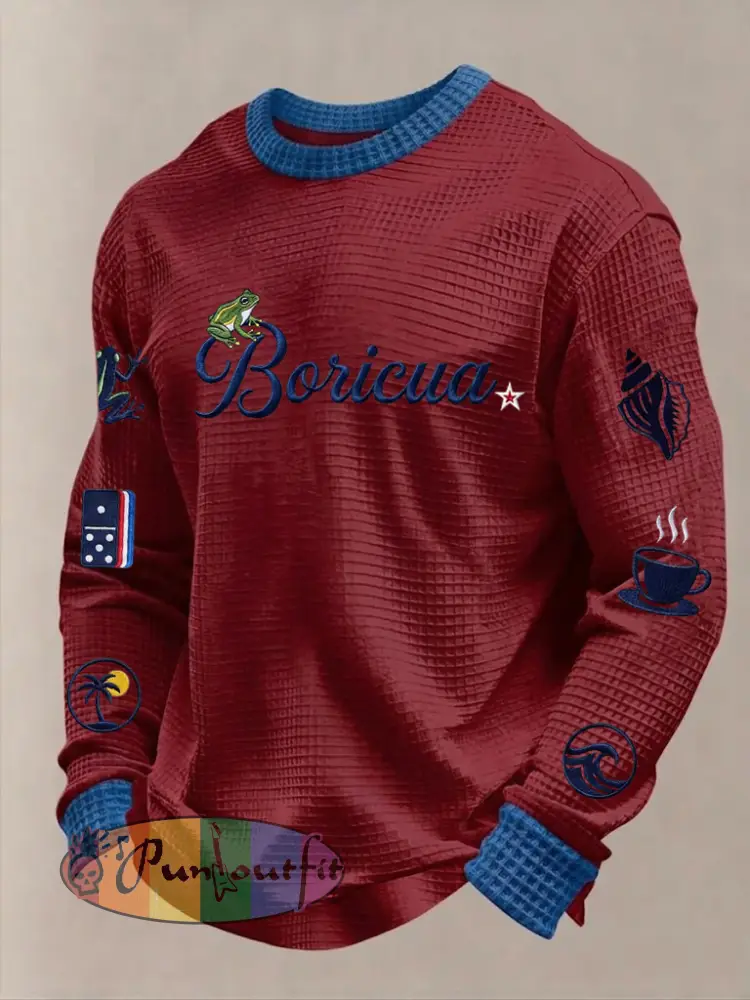 Men’s Puerto Rico Printed Waffle Long Sleeve Sweatshirt
